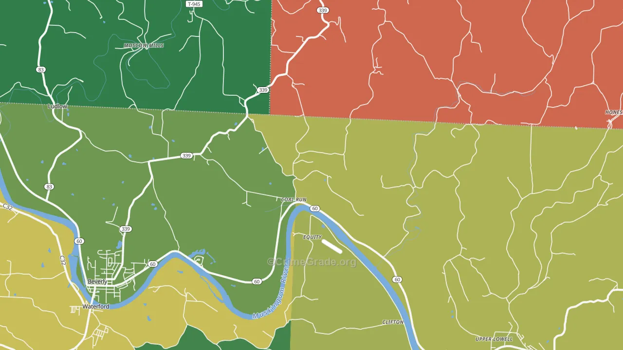 Coal Run, OH Map of Burglary Rates