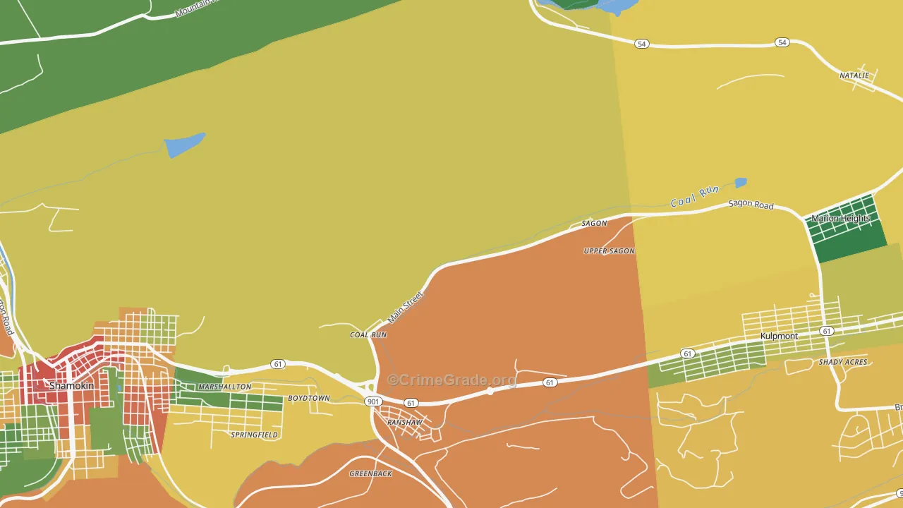Coal Run, PA Map of Burglary Rates