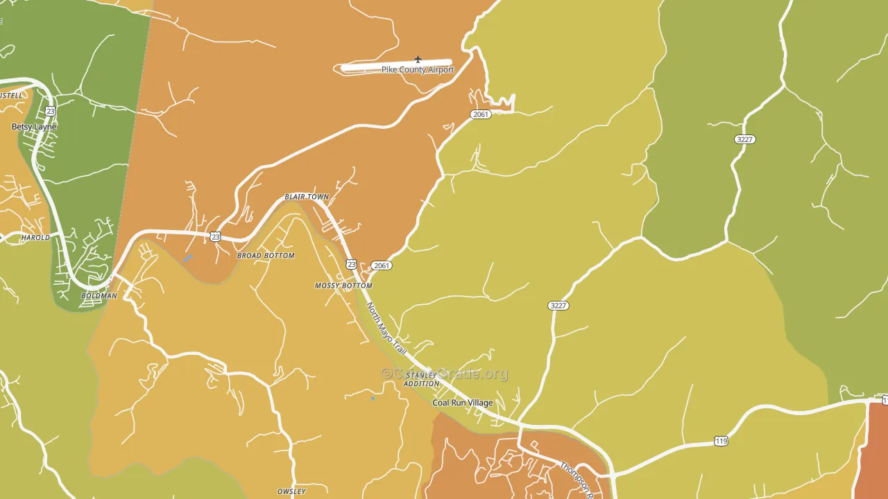 Coal Run Village, KY Map of Burglary Rates