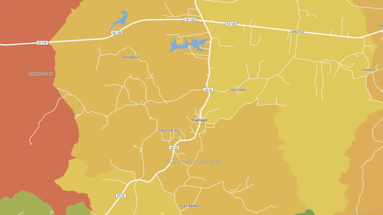 Coalmont, TN Map of Burglary Rates