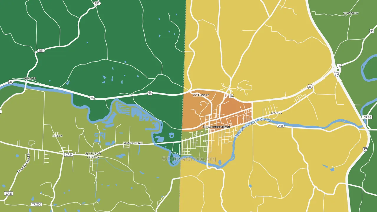 Coalport, OH Map of Burglary Rates