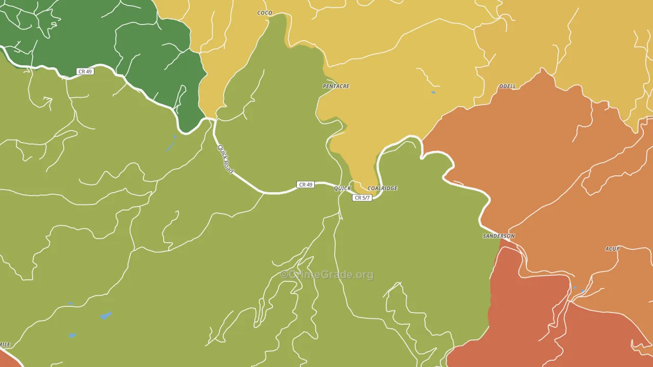 Coalridge, WV Map of Burglary Rates