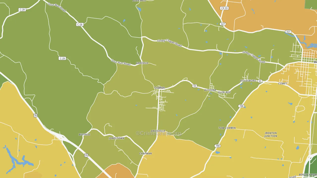 Coalton, OH Map of Burglary Rates