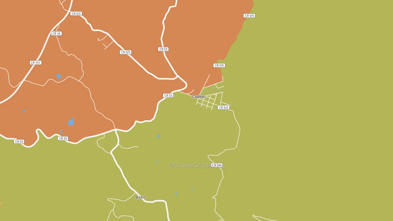 Coalton, WV Map of Burglary Rates