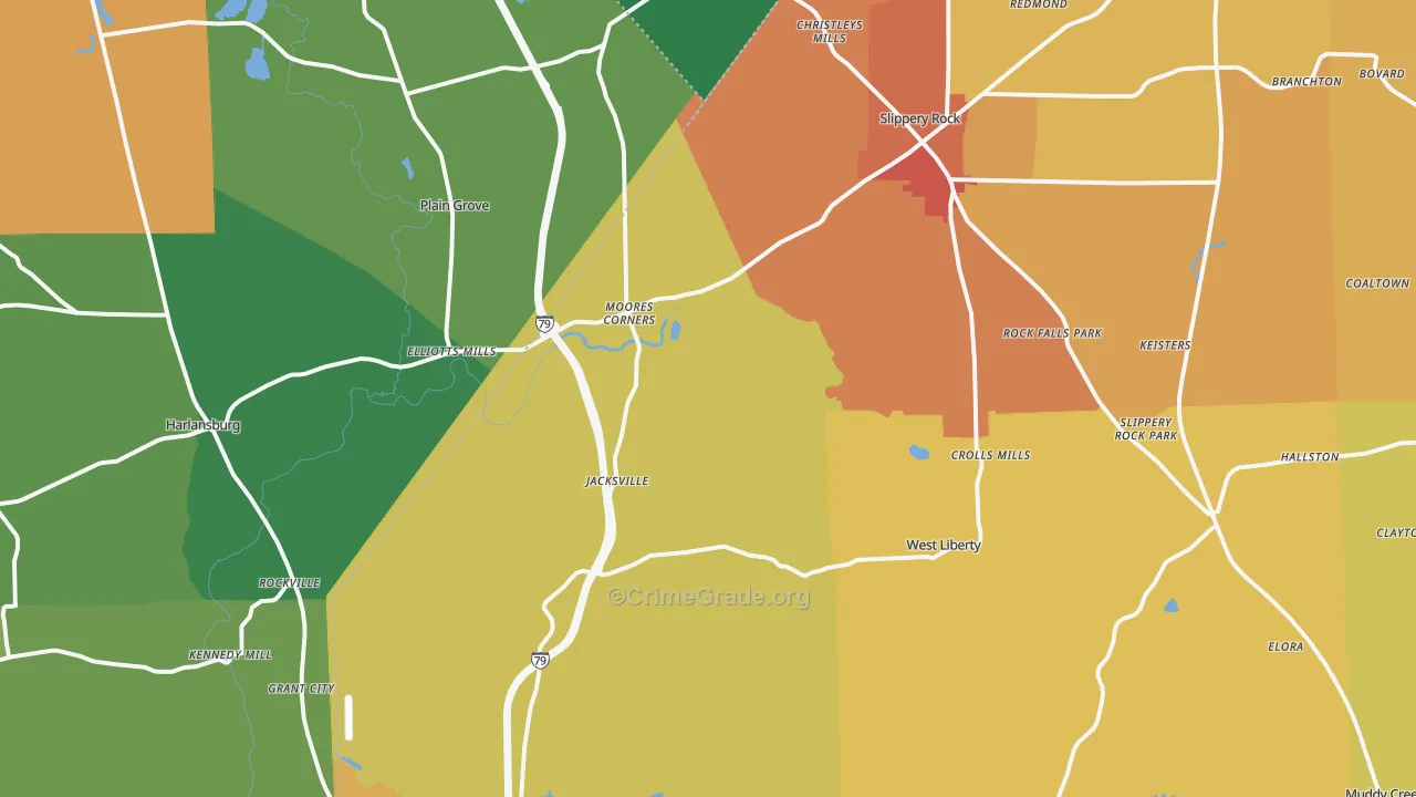 Coaltown, PA Map of Burglary Rates