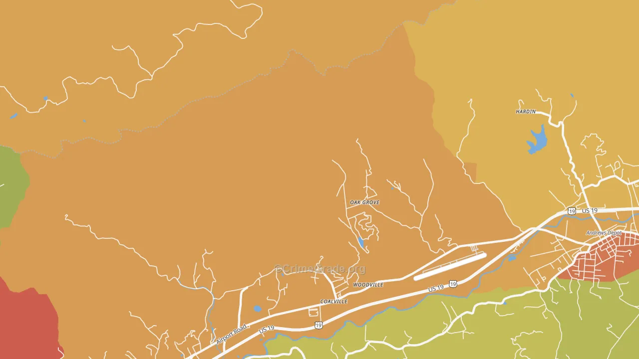Coalville, NC Map of Burglary Rates