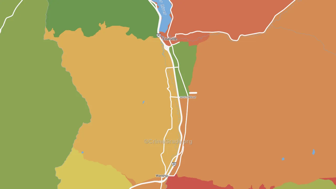Coalville, UT Map of Burglary Rates