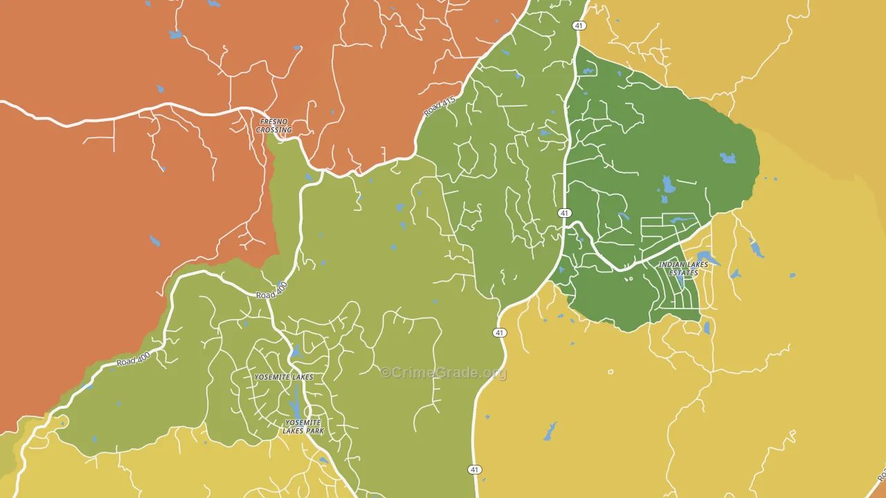 Coarsegold, CA Map of Burglary Rates