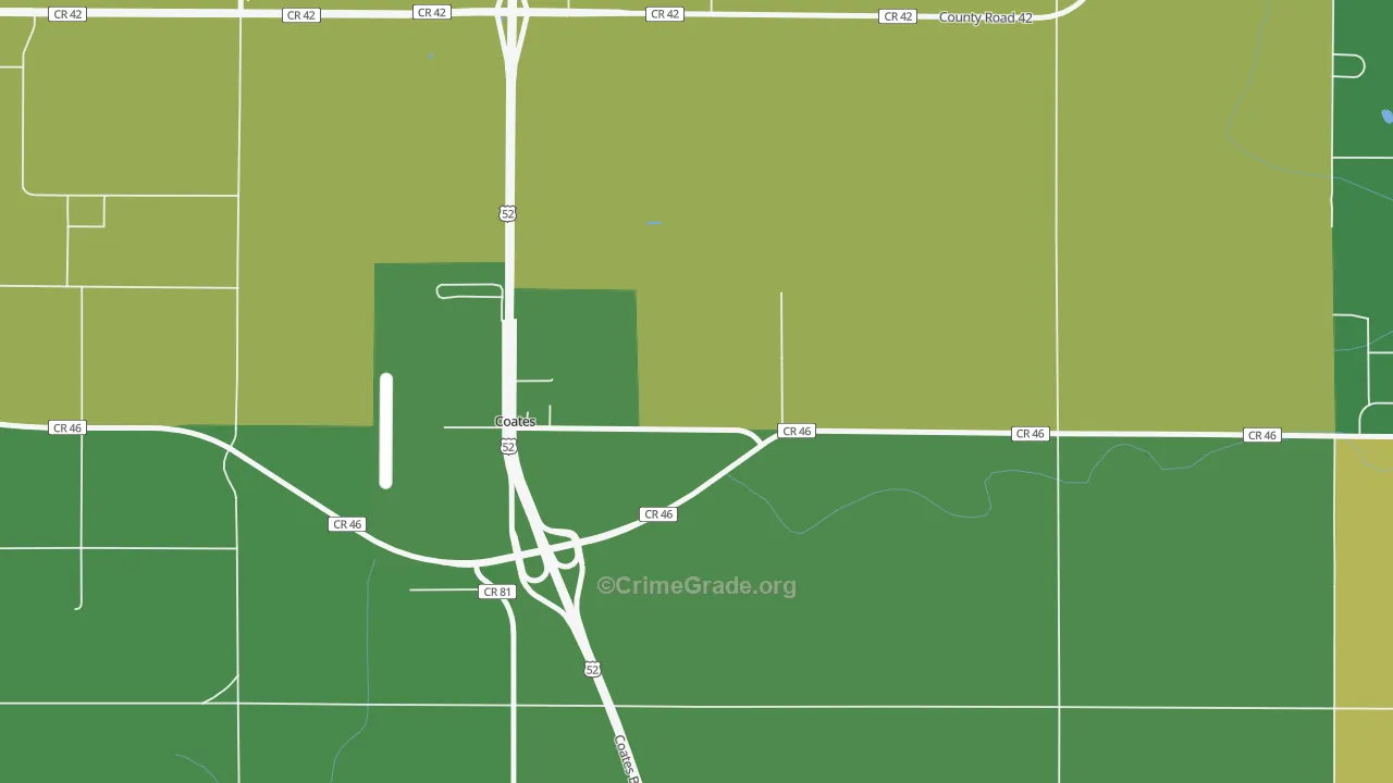 Coates, MN Map of Burglary Rates