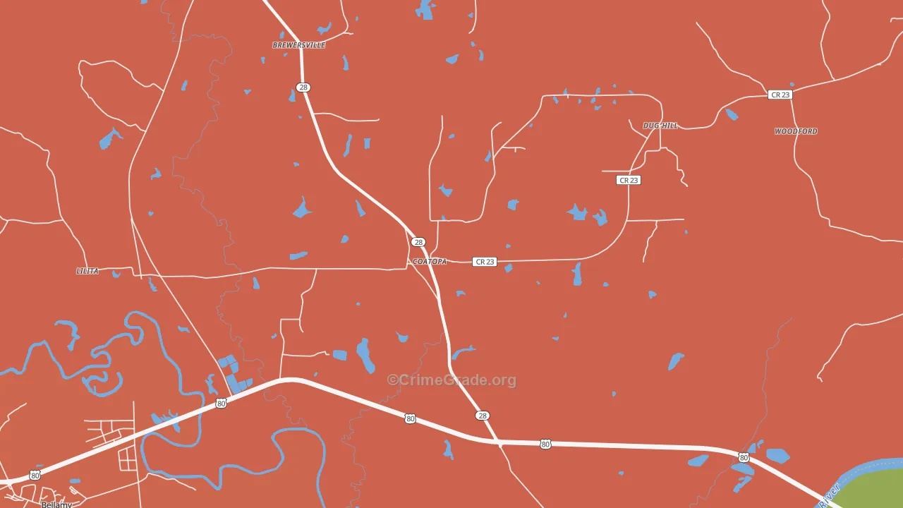 Coatopa, AL Map of Burglary Rates