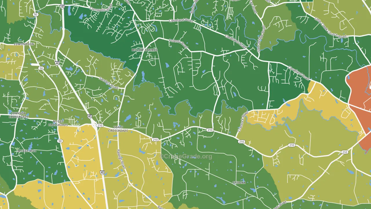 Coats Crossroads, NC Map of Burglary Rates