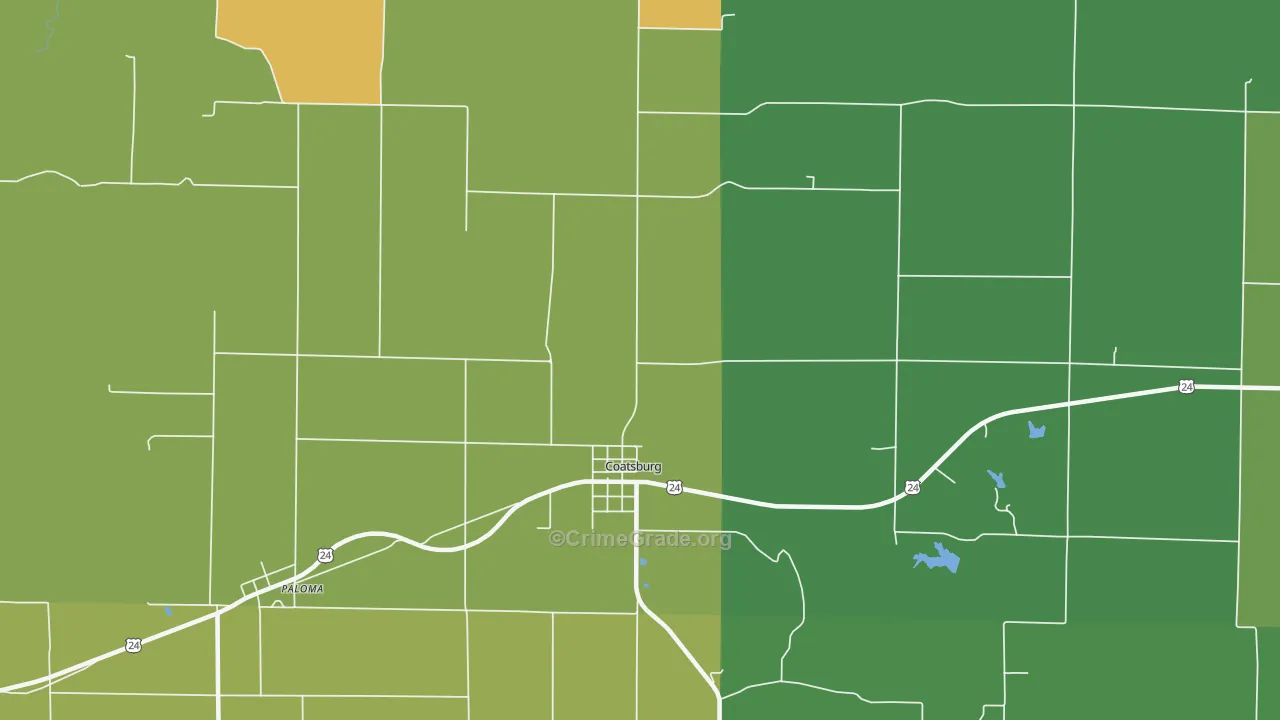 Coatsburg, IL Map of Burglary Rates
