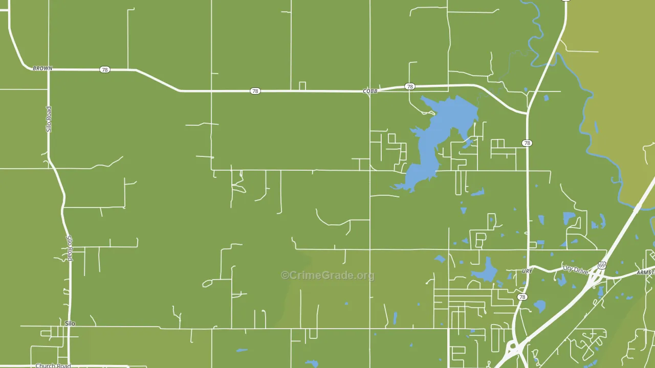 Cobb, OK Map of Burglary Rates