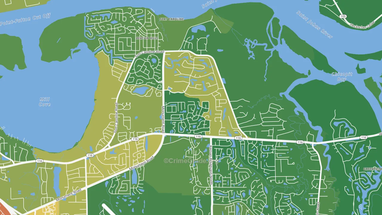 Cobblestone, Jacksonville, FL Map of Burglary Rates