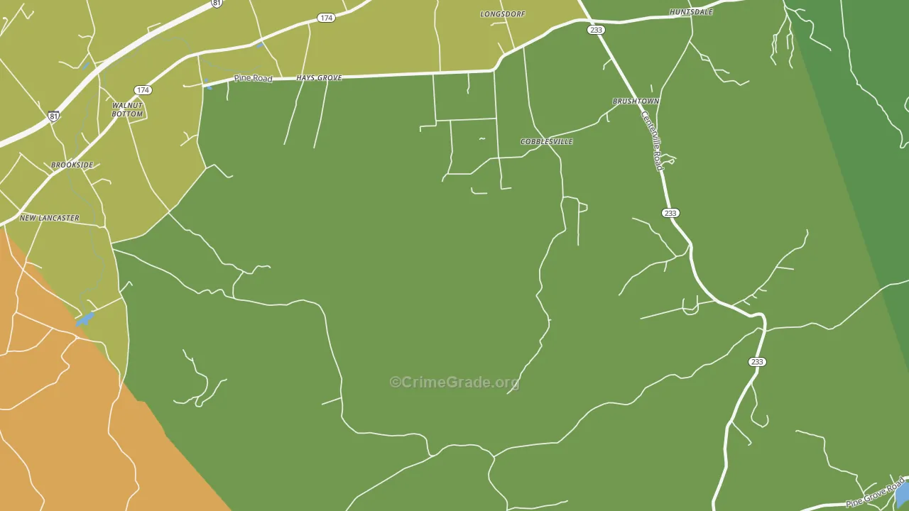 Cobblesville, PA Map of Burglary Rates