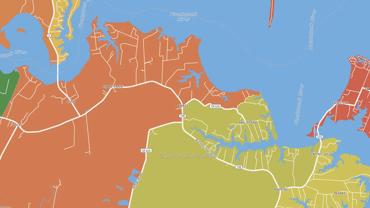 Cobbs Creek, VA Map of Burglary Rates
