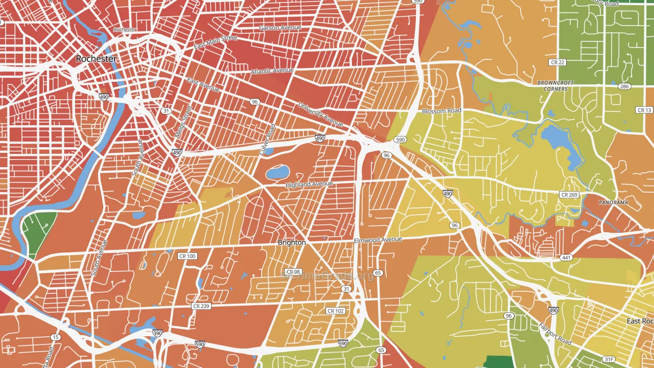 Cobbs Hill, Rochester, NY Map of Burglary Rates