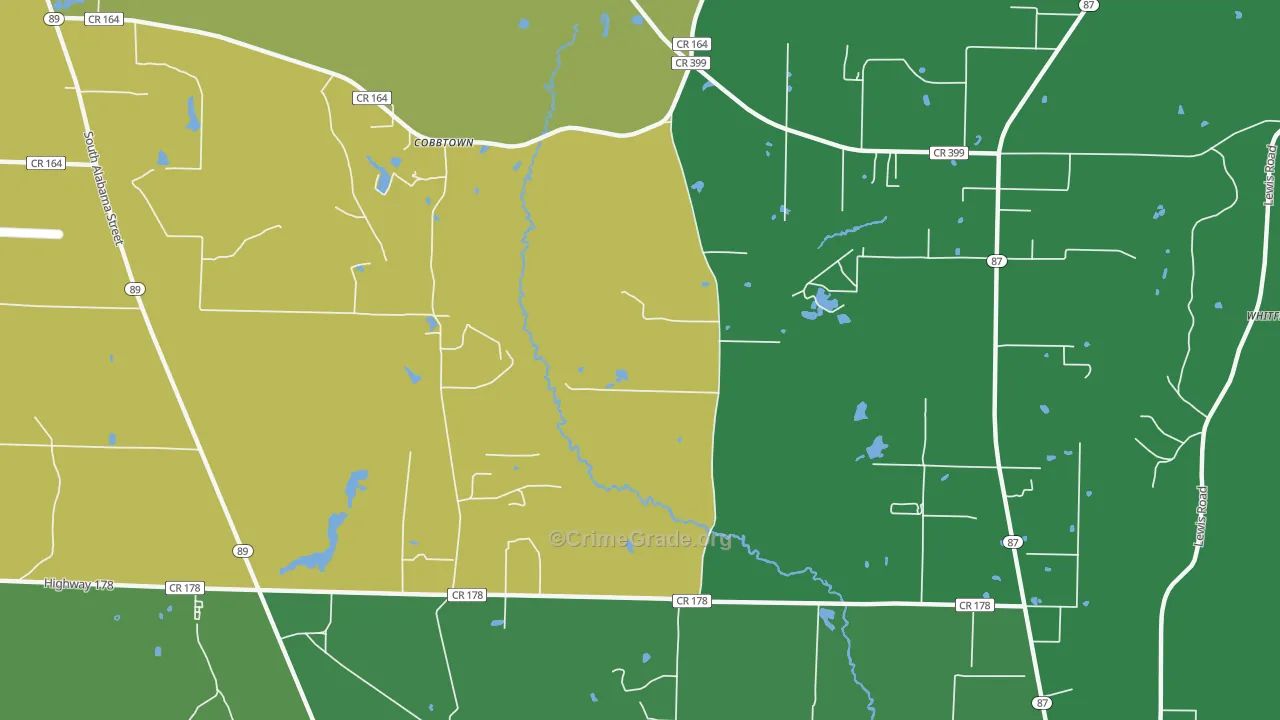 Cobbtown, FL Map of Burglary Rates