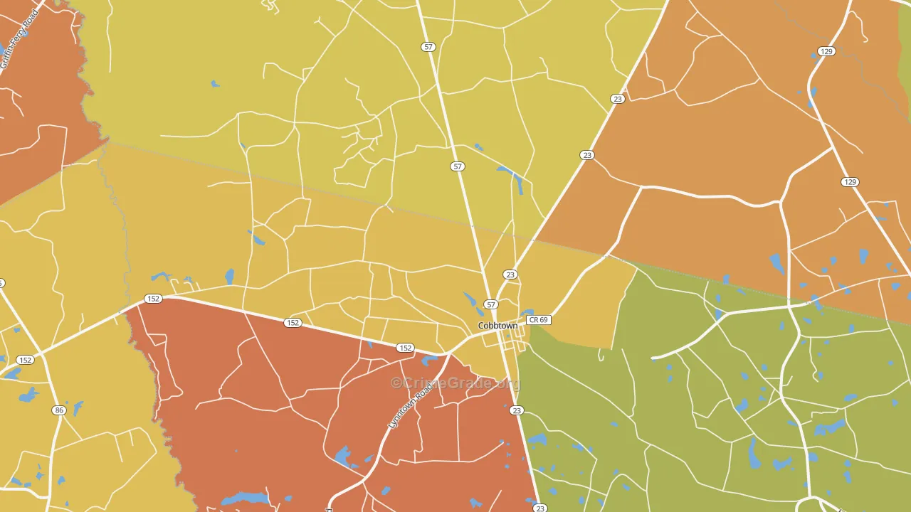 Cobbtown, GA Map of Burglary Rates