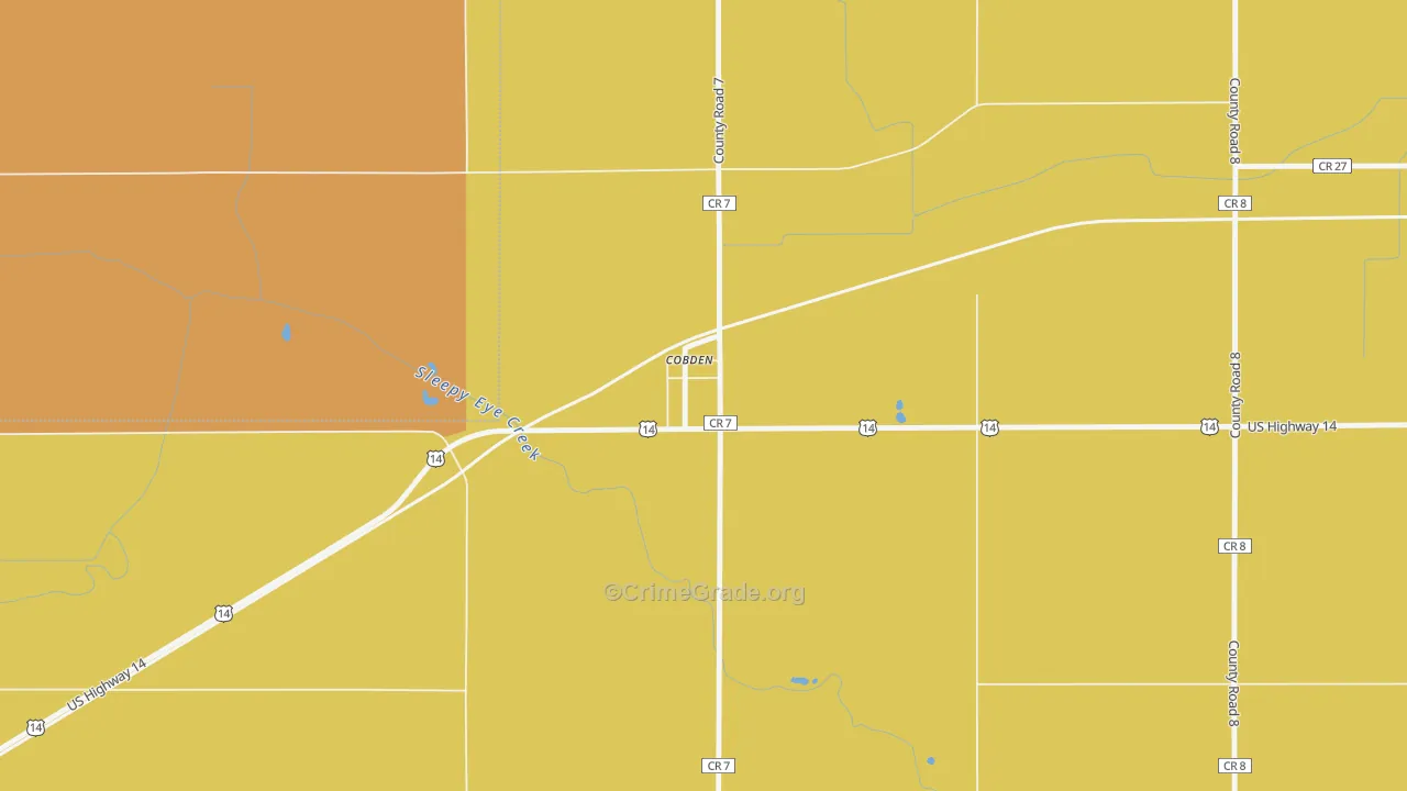 Cobden, MN Map of Burglary Rates