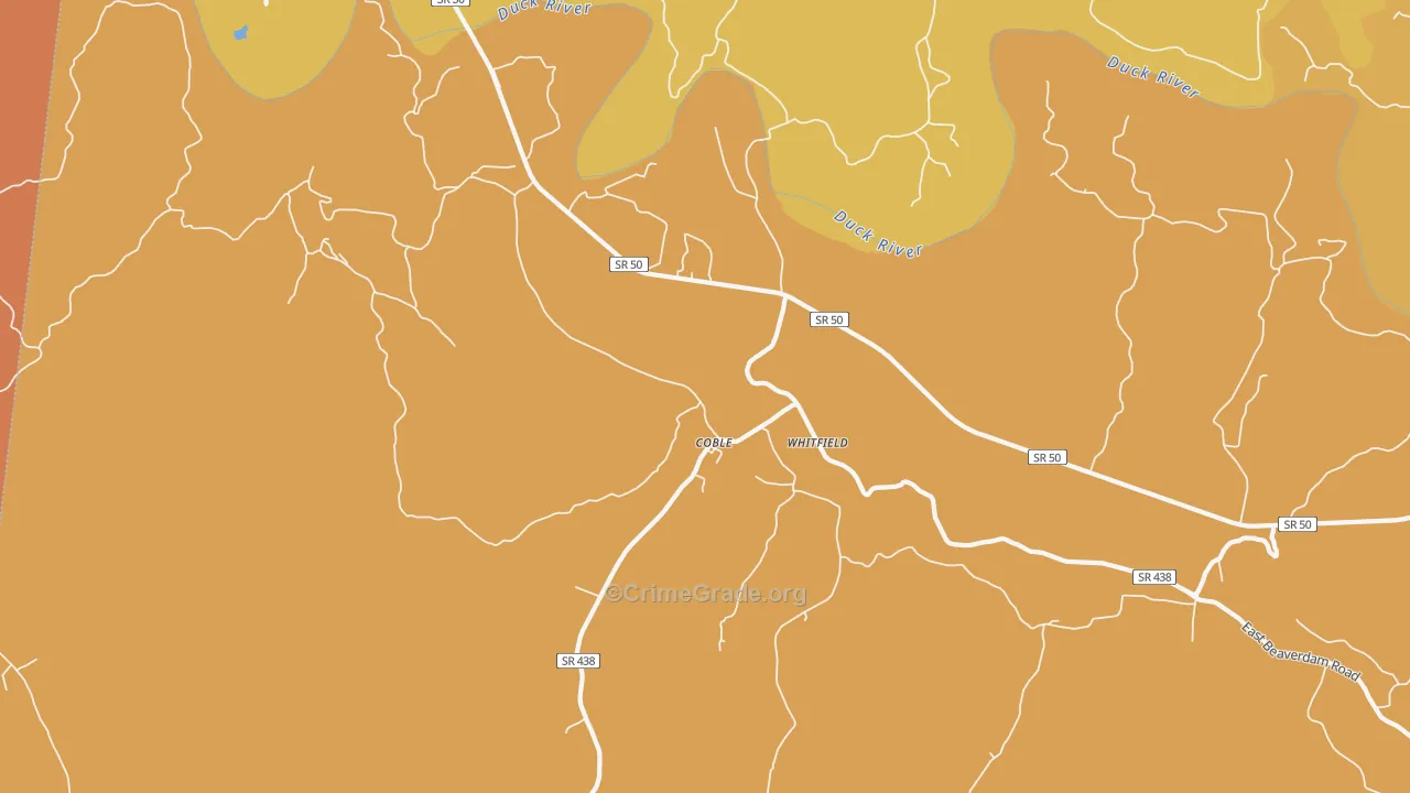 Coble, TN Map of Burglary Rates