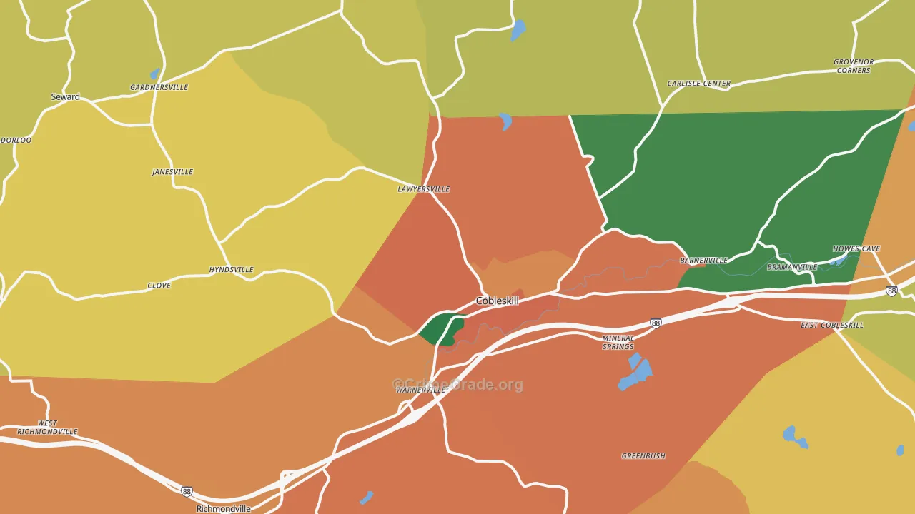 Cobleskill, NY Map of Burglary Rates