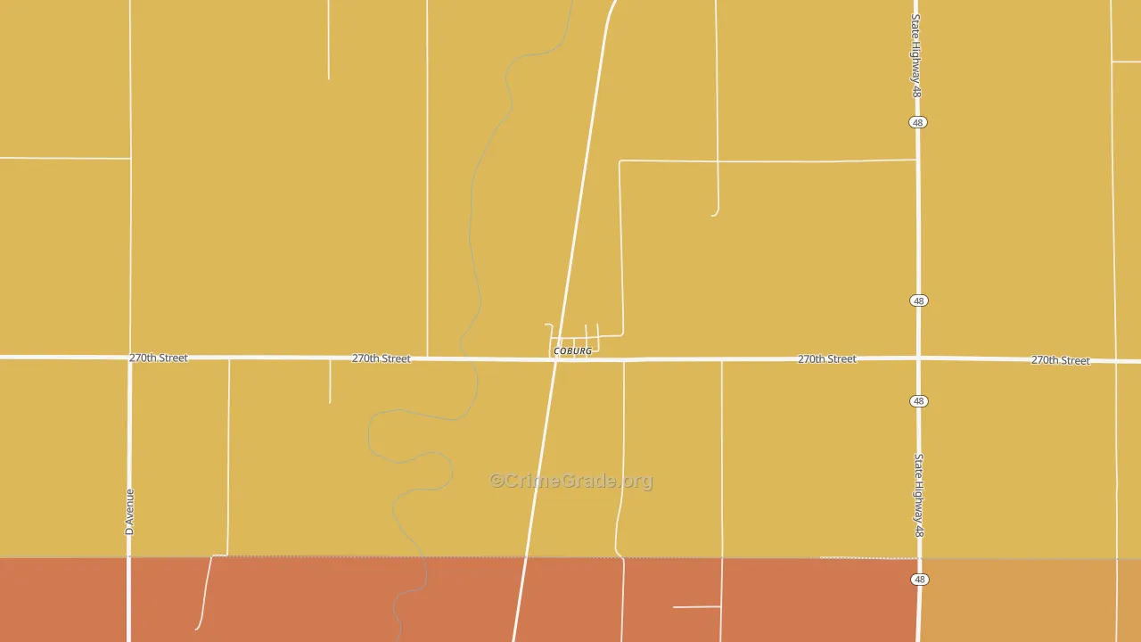 Coburg, IA Map of Burglary Rates