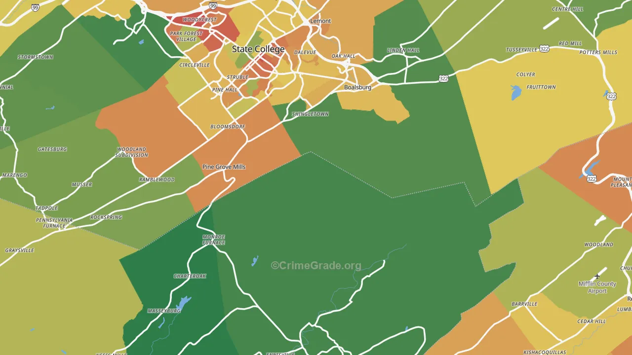 Coburn, PA Map of Burglary Rates