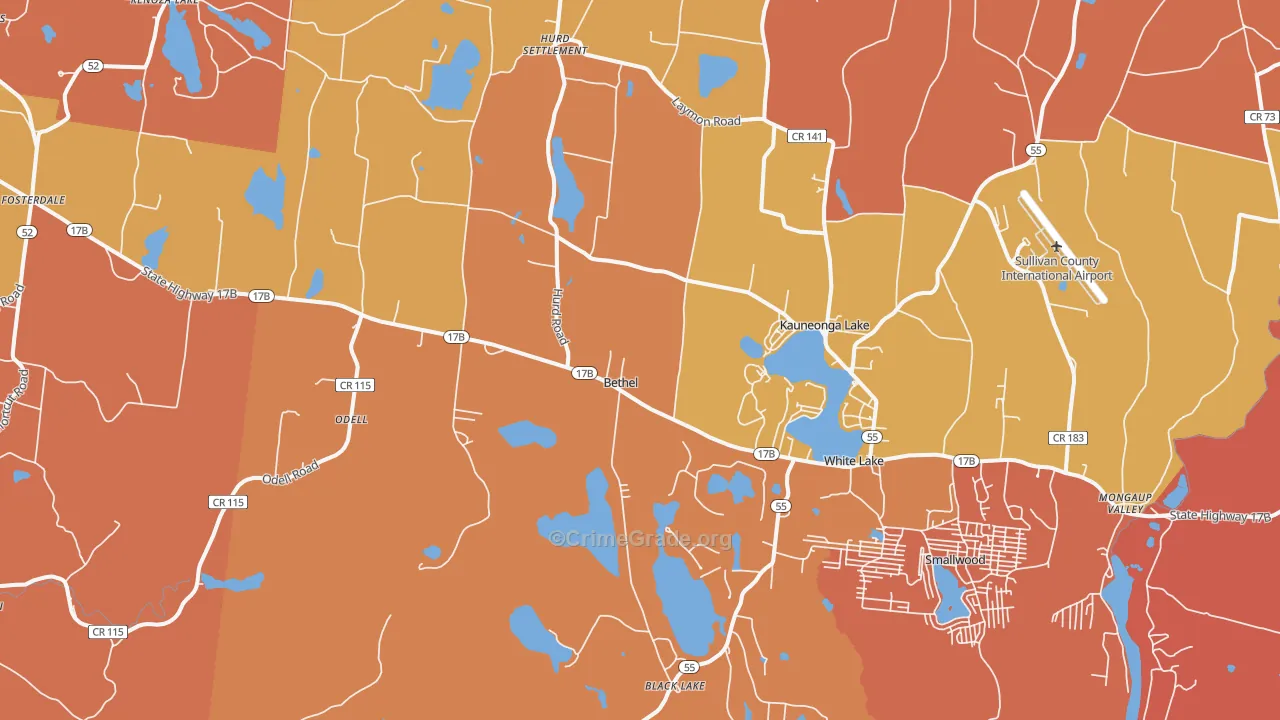Cochecton Center, NY Map of Burglary Rates