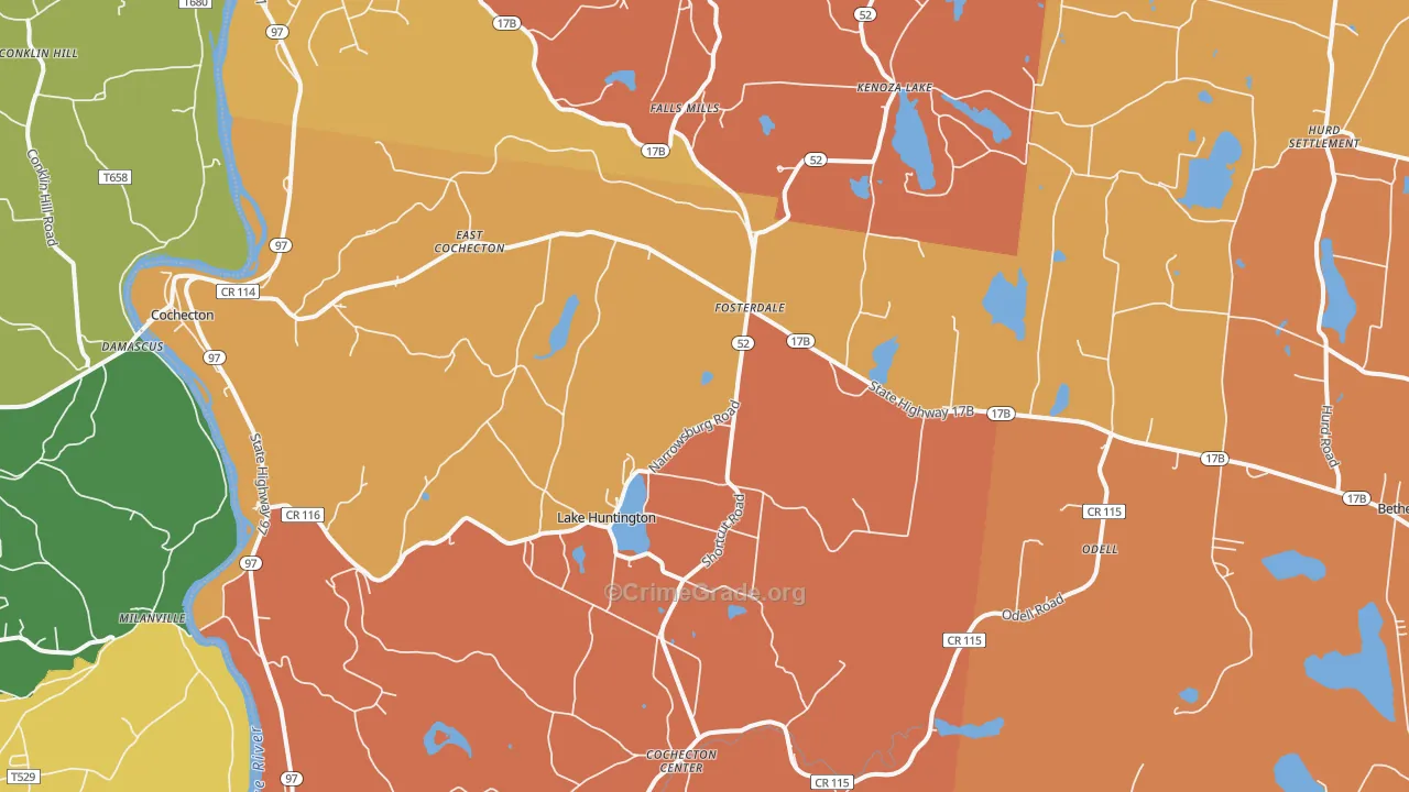Cochecton, NY Map of Burglary Rates