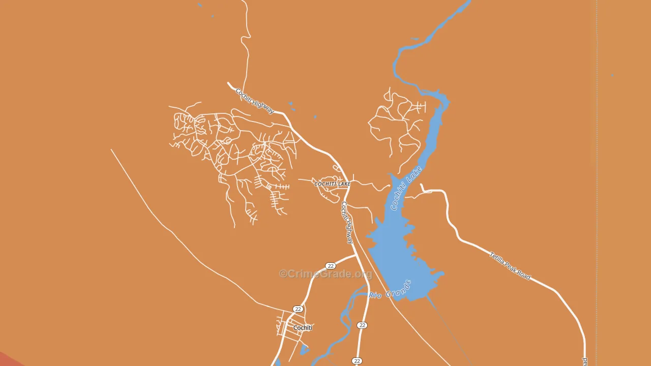 Cochiti Lake, NM Map of Burglary Rates