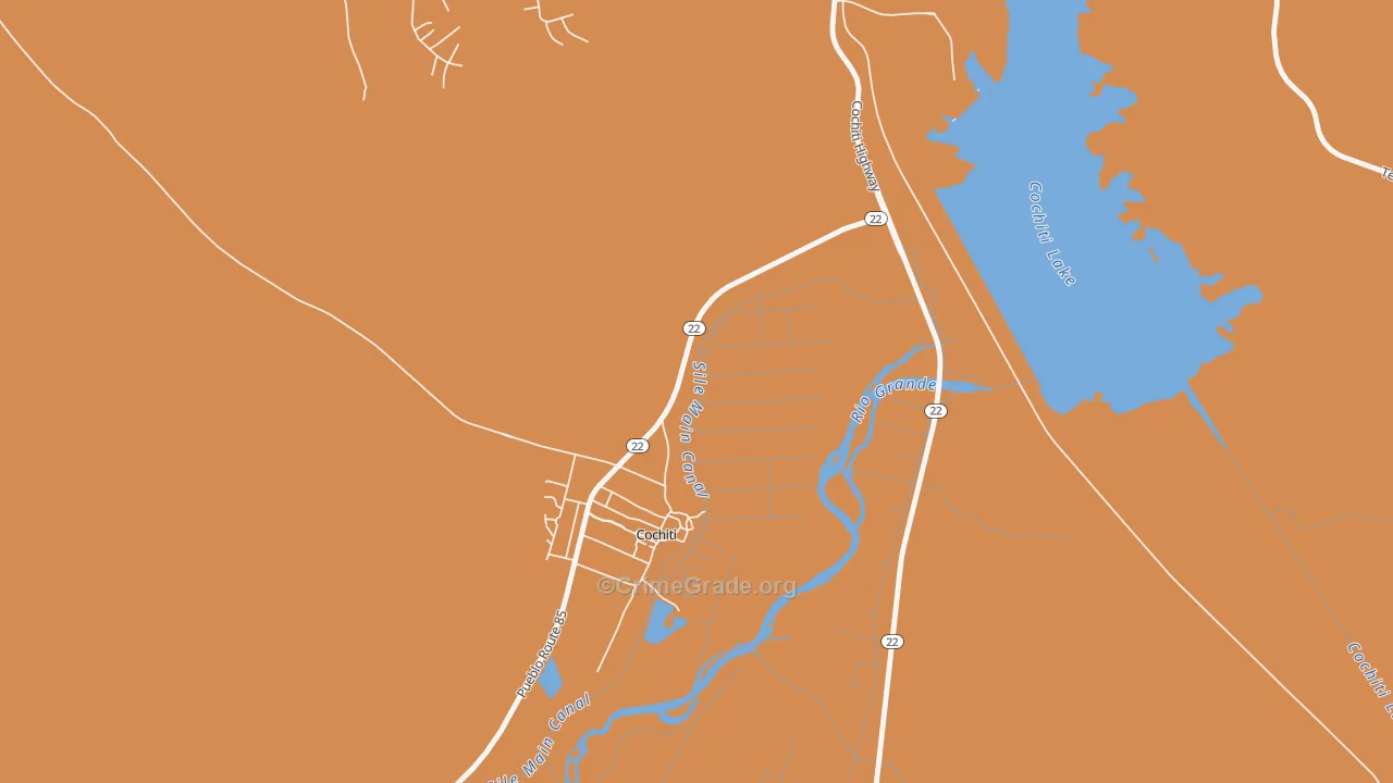 Cochiti, NM Map of Burglary Rates