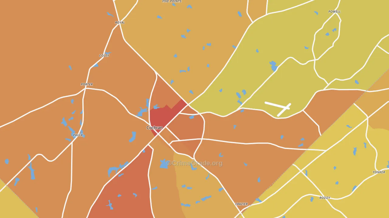 Cochran, GA Map of Burglary Rates