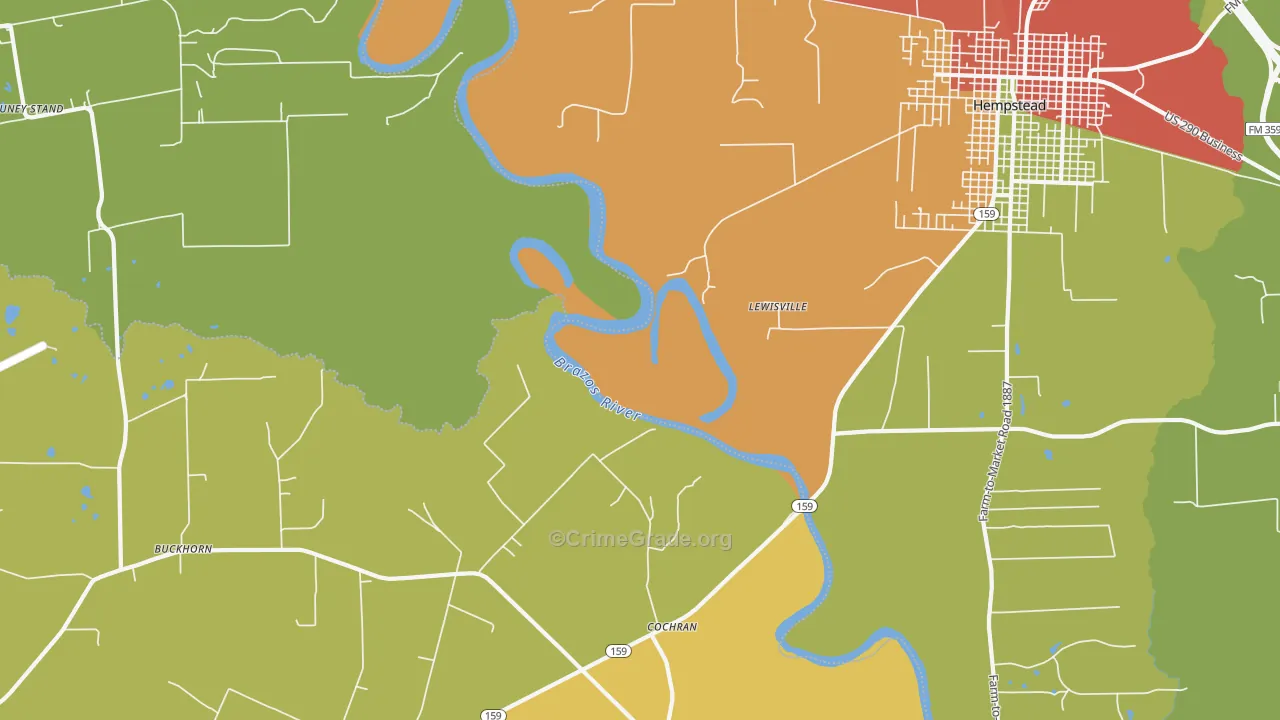 Cochran, TX Map of Burglary Rates
