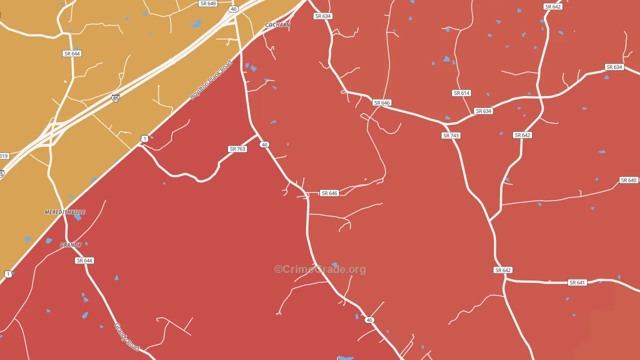 Cochran, VA Map of Burglary Rates