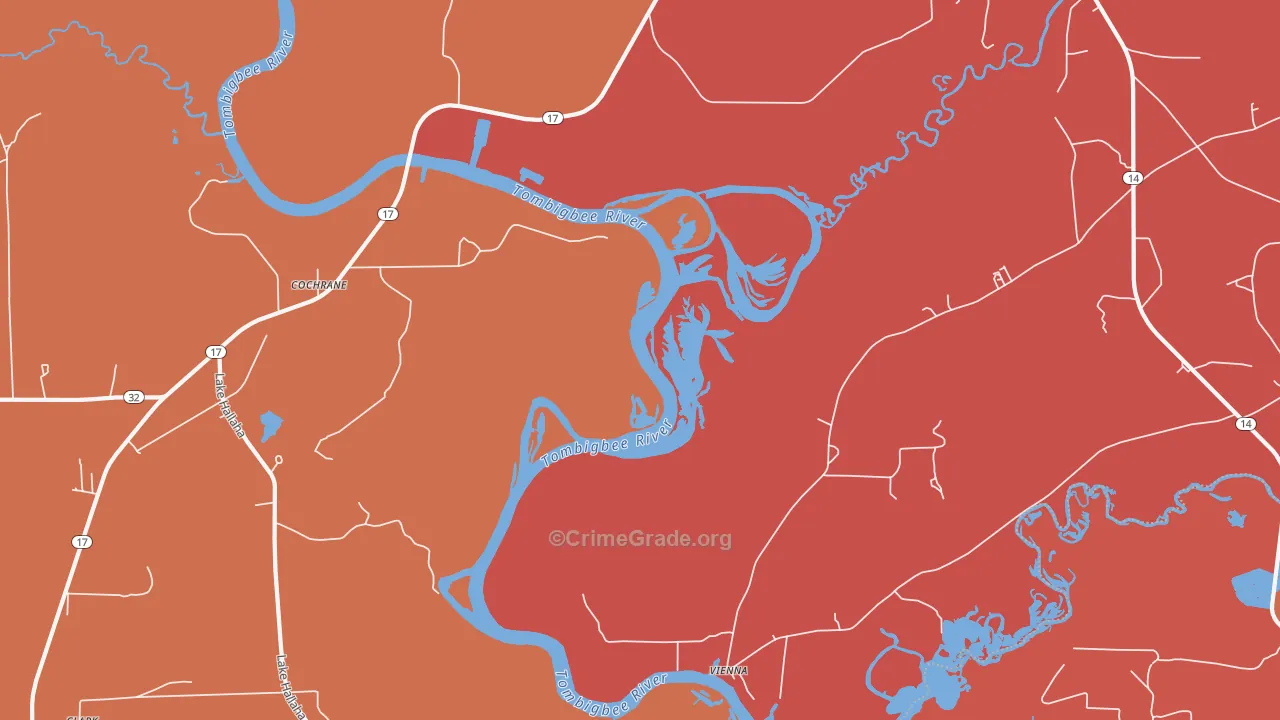 Cochrane, AL Map of Burglary Rates