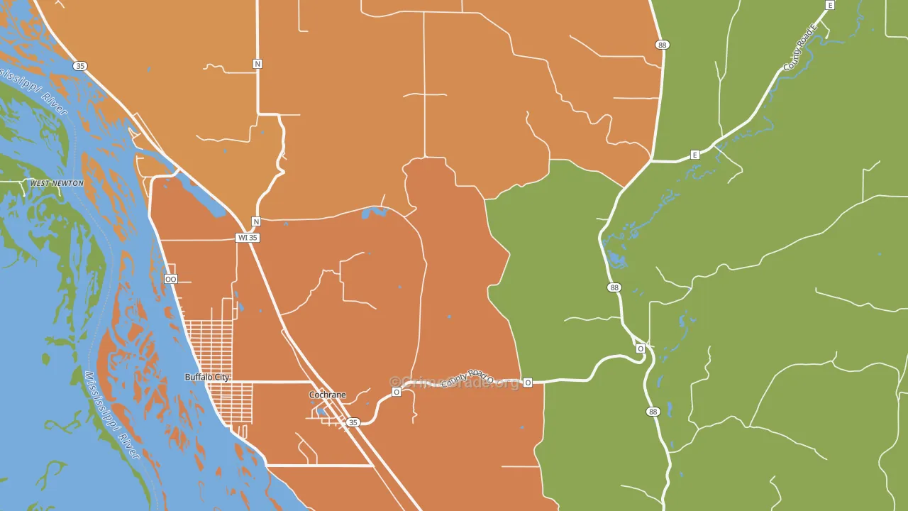 Cochrane, WI Map of Burglary Rates