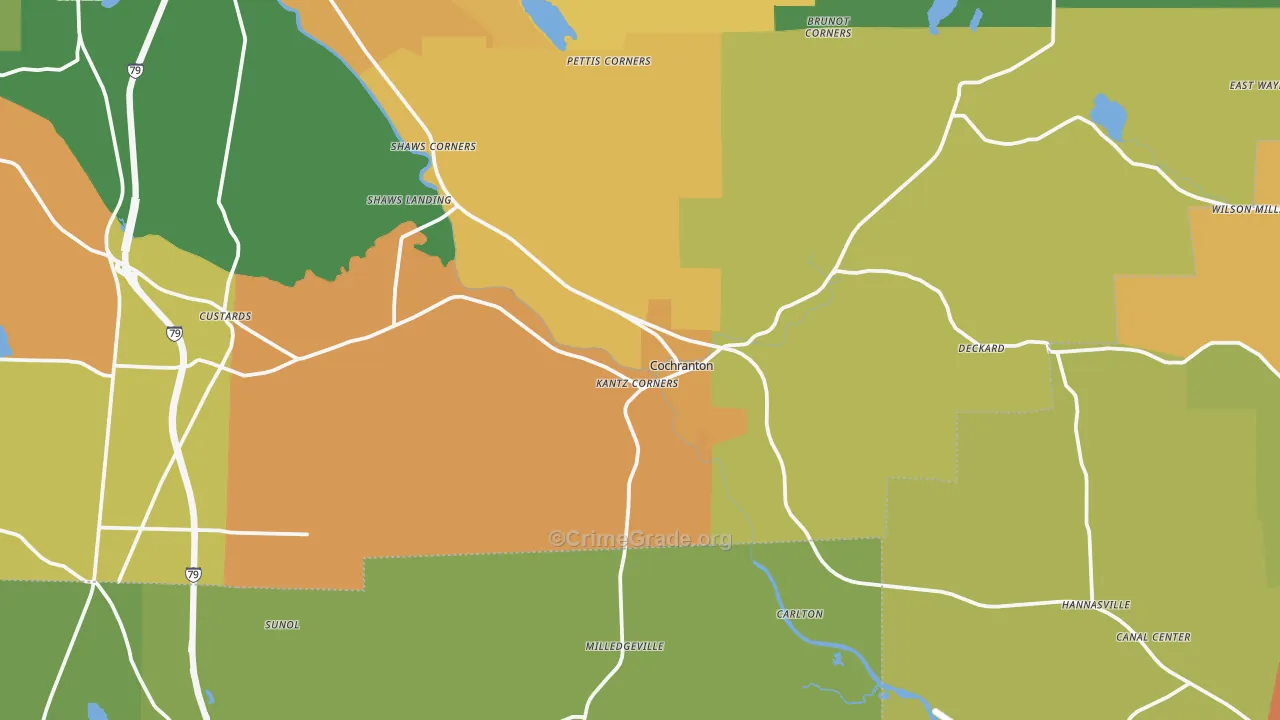 Cochranton, PA Map of Burglary Rates