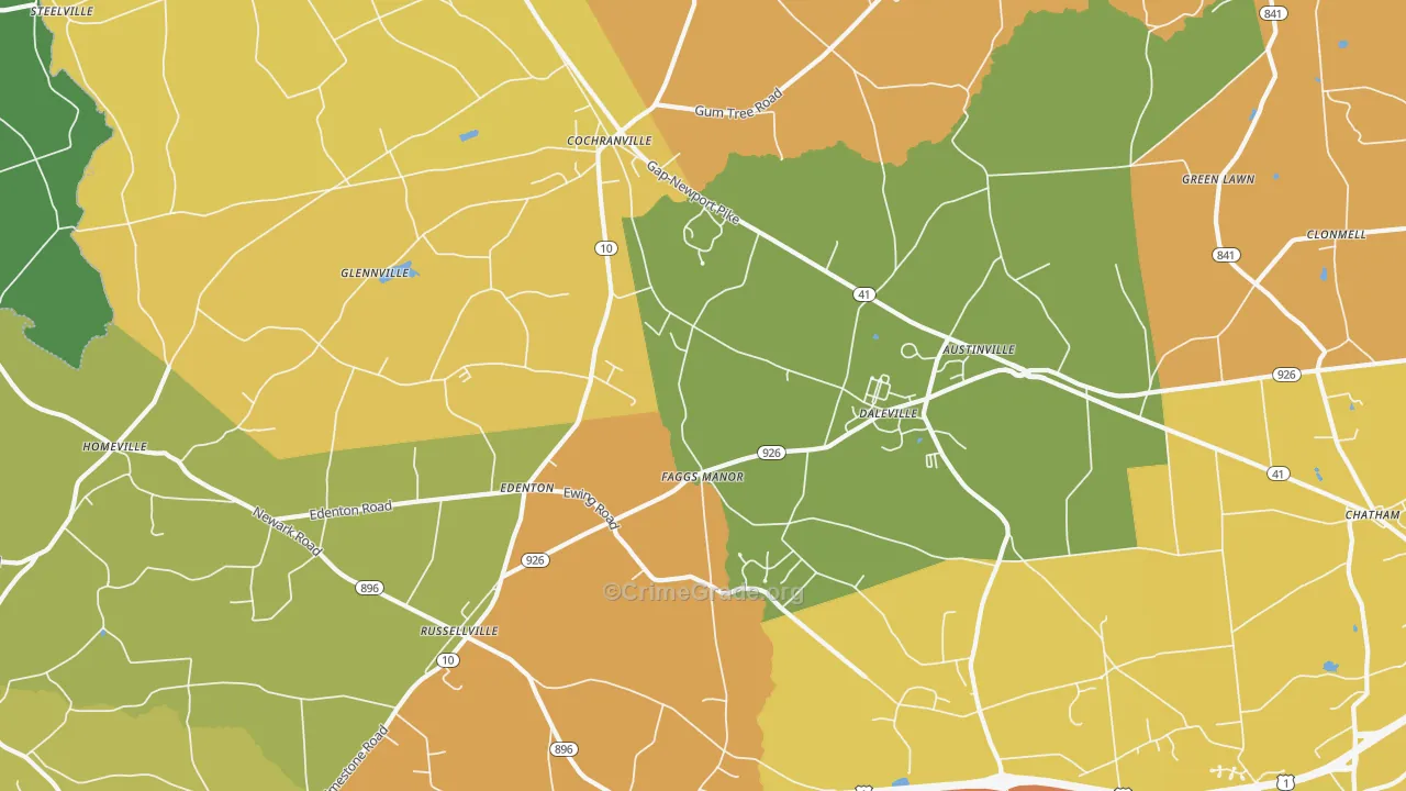 Cochranville, PA Map of Burglary Rates