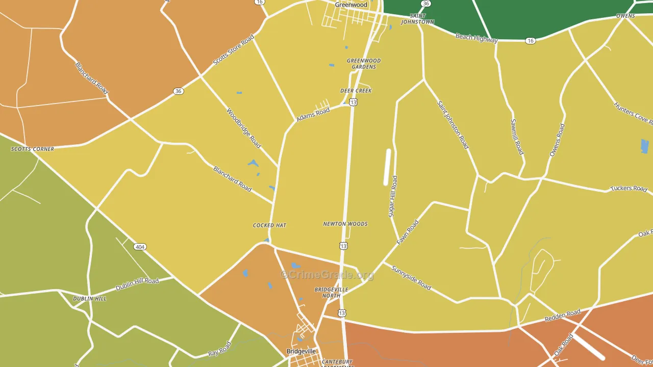 Cocked Hat, DE Map of Burglary Rates