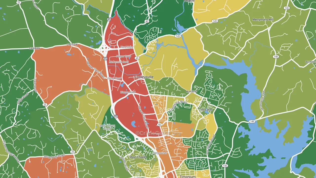 Cockeysville, MD Map of Burglary Rates