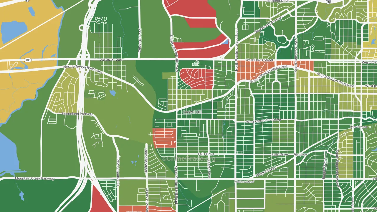 Cockrell Hill, TX Map of Burglary Rates