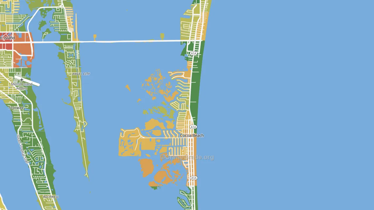 Cocoa Beach, FL Map of Burglary Rates