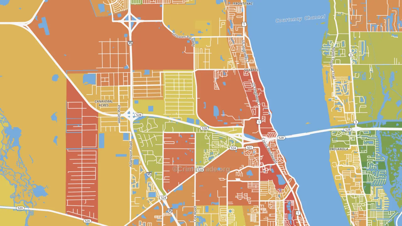 Cocoa, FL Map of Burglary Rates