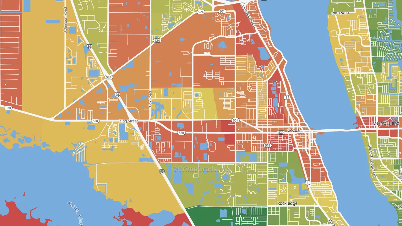 Cocoa West, FL Map of Burglary Rates