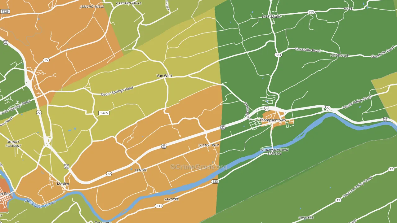Cocolamus, PA Map of Burglary Rates