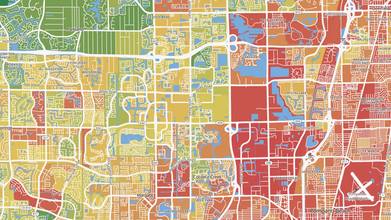 Coconut Creek, FL Map of Burglary Rates