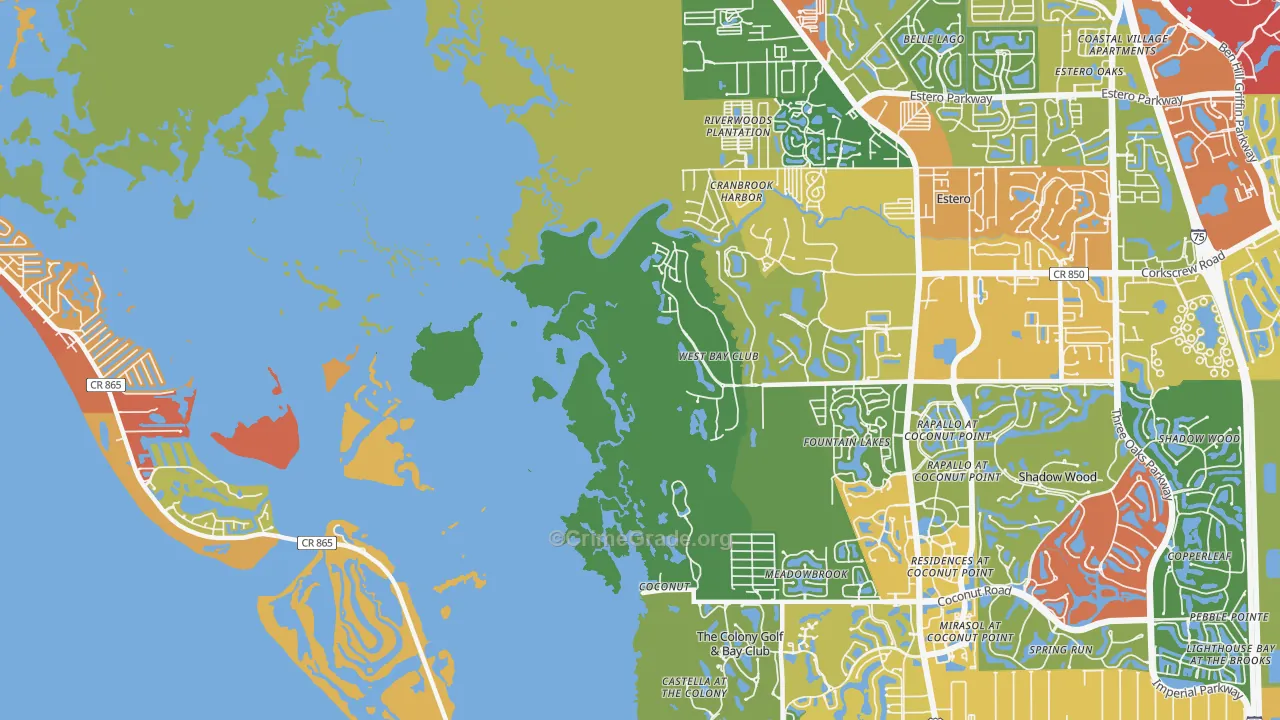 Coconut, FL Map of Burglary Rates