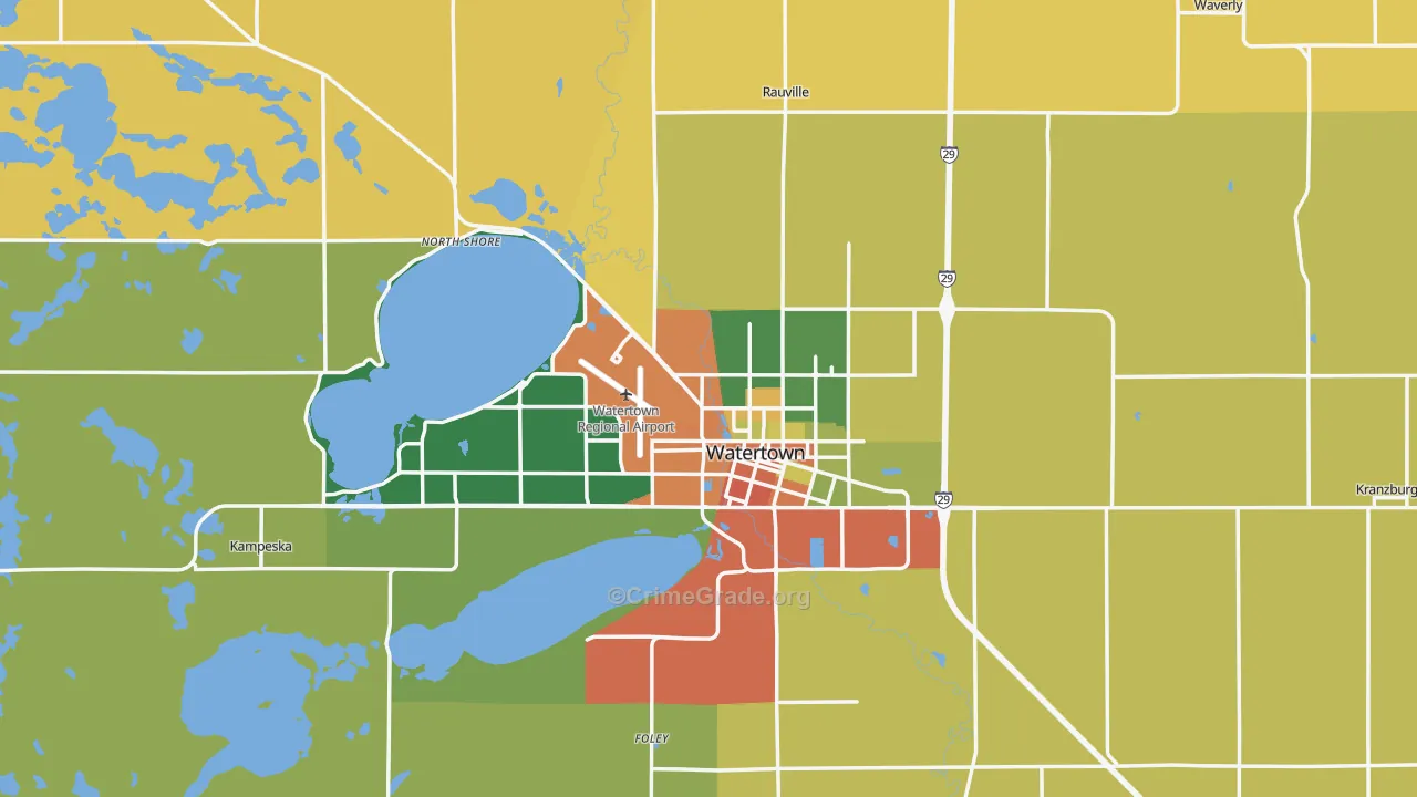 Codington County, SD Map of Burglary Rates