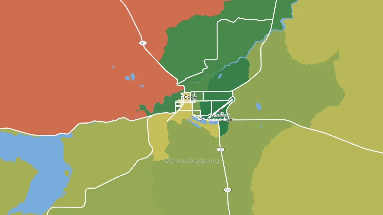 Cody, WY Map of Burglary Rates